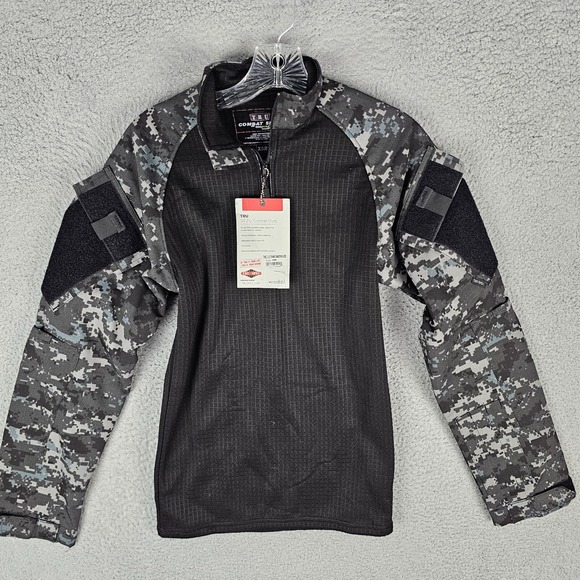 TRU-SPEC 1/4 Zip Combat Shirt Mens XS Black Urban Digital Winter Mock Neck - Picture 1 of 9